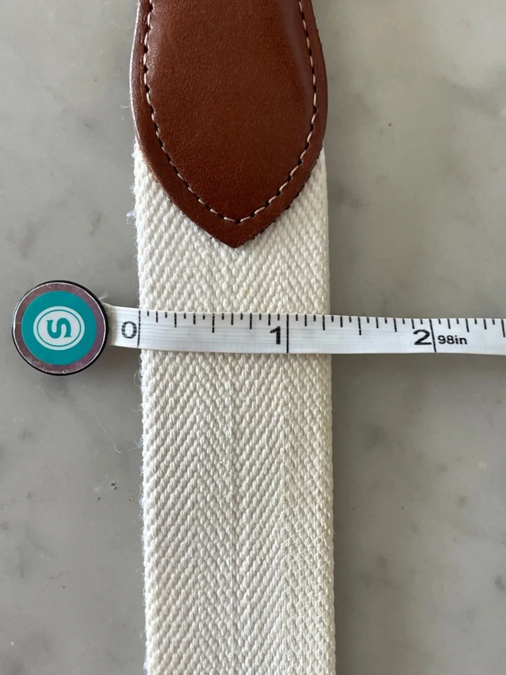COACH Cream Canvas Belt Vintage Brown Leather Gold-Tone Buckle 36